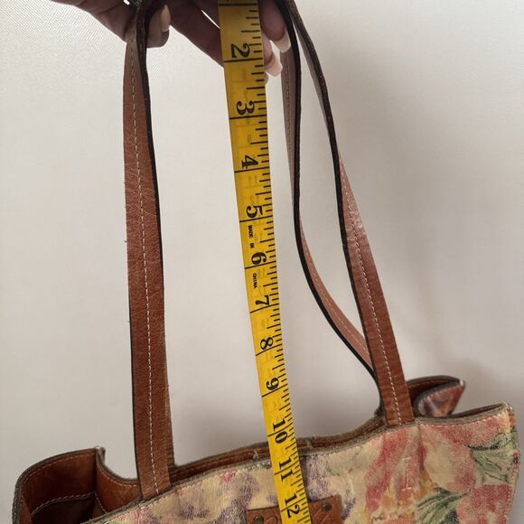 Patricia Nash Tote Leather Floral Pastels Brown Shoulder Bag Book Boho Hippie - Picture 11 of 11